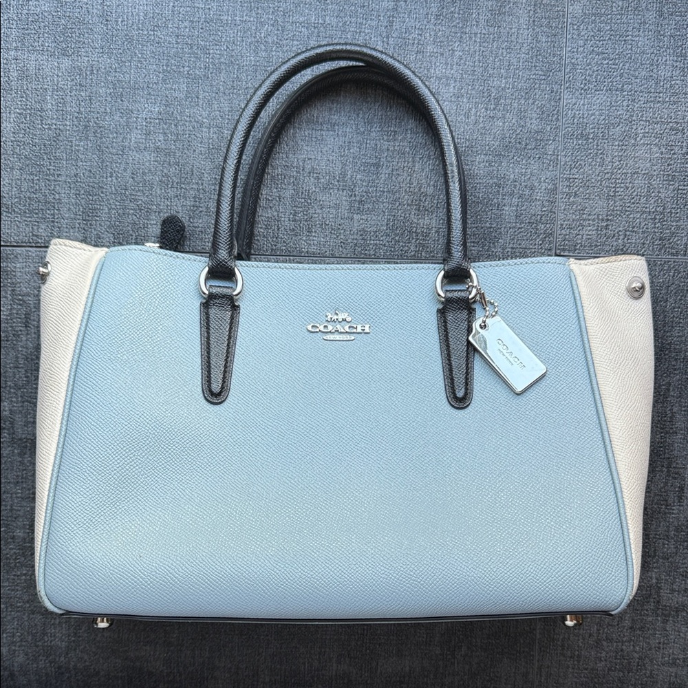 Coach Light Blue and Cream Satchel - No. F82132